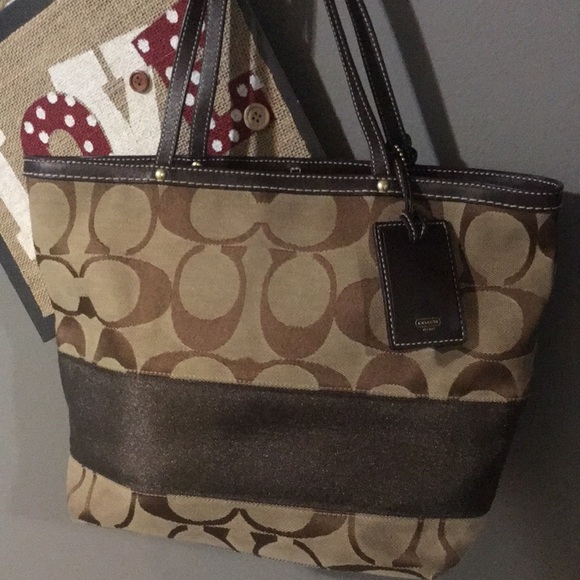 Coach purse with brown stripe - Picture 2 of 4